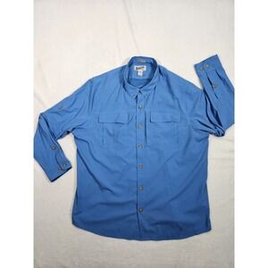 Duluth Trading‎ Co CoolPlus Fishing Shirt Mens 2XL Blue Long Sleeve Vented FLAW
